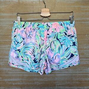 Lilly Pulitzer Luxletic Ocean Trail Shorts Preppy Floral Stretch Womens M